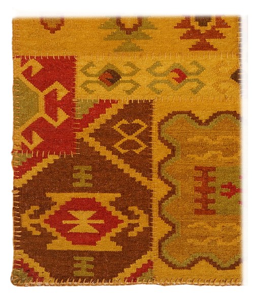 HAND WOVEN WOOLEN OVERDYED PATCH KILIM